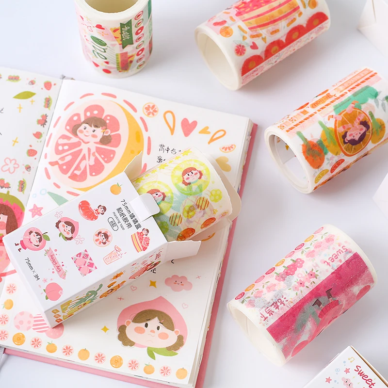 Японские закуски лента washi фруктовая серия washitape макияж девушки лента Kawaii материал Эсколар Скрапбукинг washi papelaria
