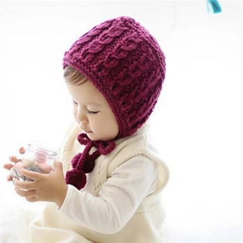 

Hot Sale 1Pc Baby Hat Bonnet Autumn Winter Handmade Wool Ear Knitting Hats Newborn Baby Fashion Warmer Caps Kids Hats