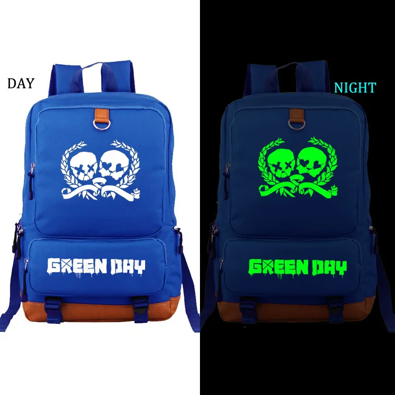 style1 blue Зеленый день полоса светящийся в темноте рюкзак студенческий школьный рюкзак ноутбук рюкзак повседневный рюкзак - Цвет: style1 blue