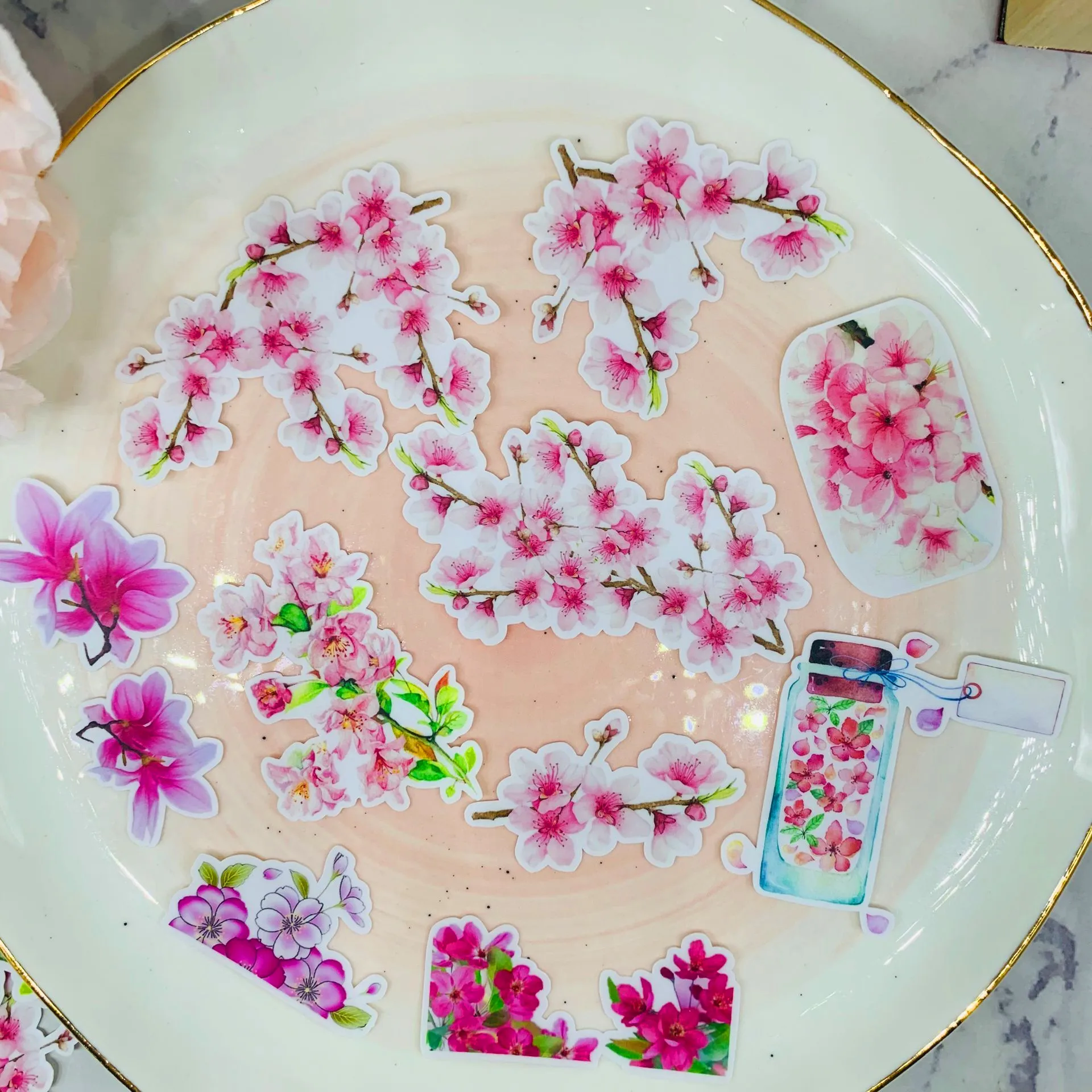 2p1cs Cherry blossoms stickers Scrapbooking Stickers Decorative Sticker DIY Craft Photo Albums
