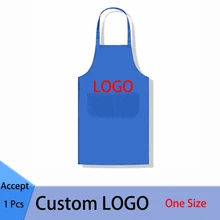 

1 PCS Custom LOGO Apron Unisex Work Kitchen Waiter Apron Cooking Baking Restaurant Aprons With Pockets Print/Embroidery