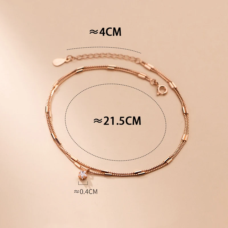 Adjustable Woman Ankle Box Chain Silver 925 Rose Gold Color Fashion Jewelry Foot Bracelet Female On The Leg Barefoot Decoration