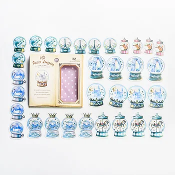 

32 pcs/Bag Dream Magic Crystal Ball Decorative Paper Sticker Adhesive Stick Label