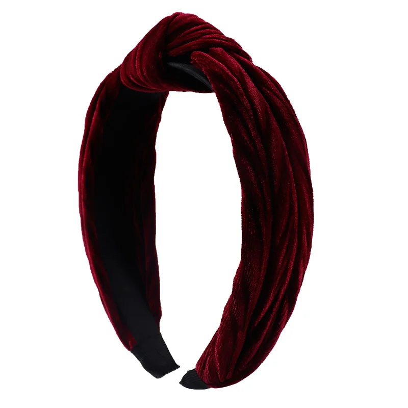 Xugar Winter Velvet Knotted Headband For Women Soft Turban Hairband Lady Padded Warmer Hair Hoop Hair Accessories