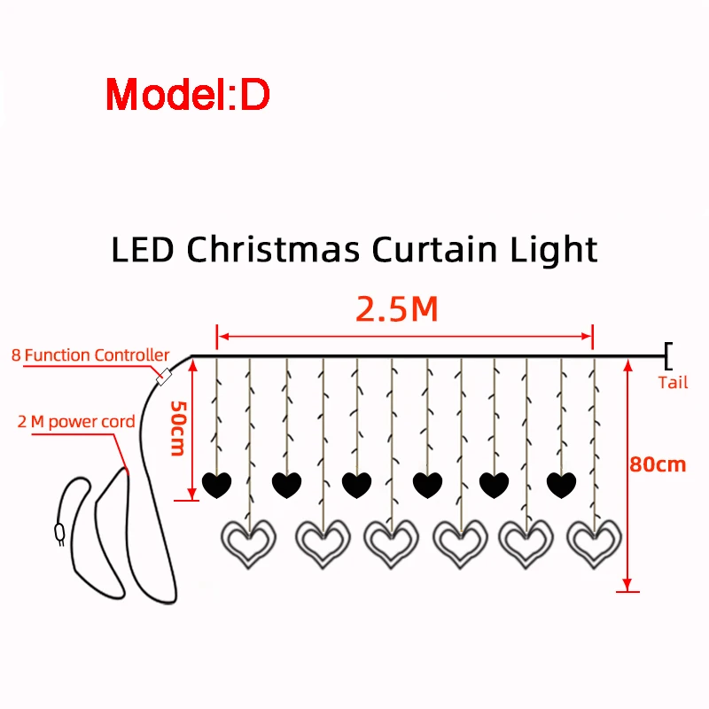 3M светодиодный светильник для рождественских занавесок, гирлянда для спальни, свадьбы, вечерние, рождественские украшения для дома