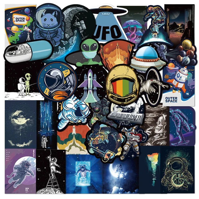 10/30/50PCS Outer Space Astronaut Graffiti Stickers Cartoon DIY Skateboard Fridge Motorcycle Luggage PVC Waterproof Sticker Toy 2