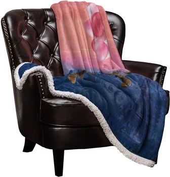 

Traveling Elephant Pink Balloon Eiffel Tower Bedspread Coverlet Blankets Fleece Throw Cover Wrap Personalized Thick