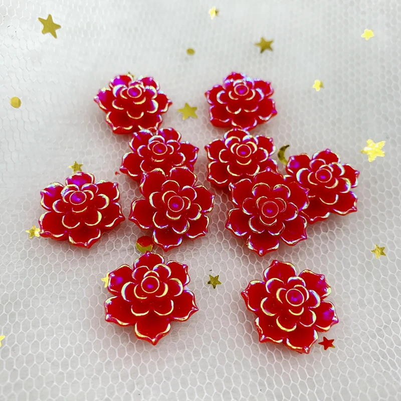 Resin Craft Decoration 20PCS Mix Colors Cute ABColor Resin Rose Flowers Flatback Cabochon DIY Jewelry/Craft Scrapbooking 18mm