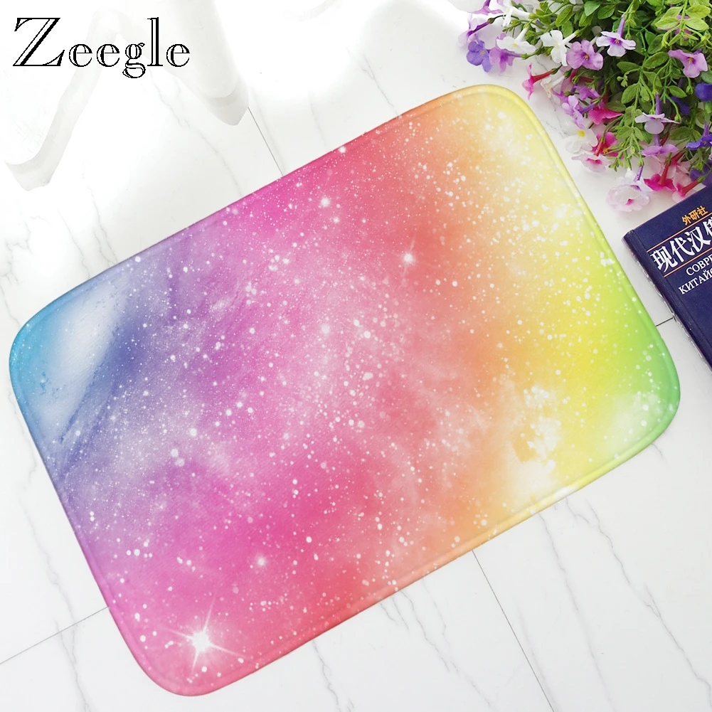 Zeegle Colorful Printed Welcome Mats for Front Door Flannel Microfiber Muslim Prayer Mat Home Indoor Rug Kitchen Anti Slip Rugs