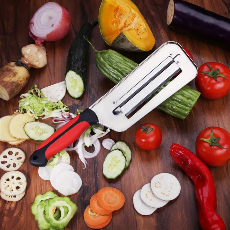 Double 2 Slice Blade Slicing Knife Fish Scale Cleaner Creative Cabbage Cucumber Carrot Onion
