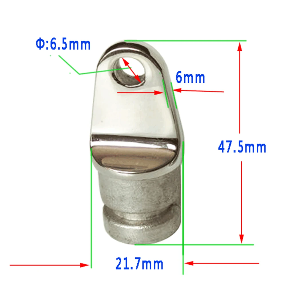 1PCS Fitting Stainless Steel Boat Bimini Top Inside Eye end 7/8 Rounded Hardware