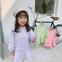 Г., корейский стиль, платье с оборками для девочек весенние хлопковые Модные платья с принтом для маленьких девочек детская одежда от 3 до 8 лет