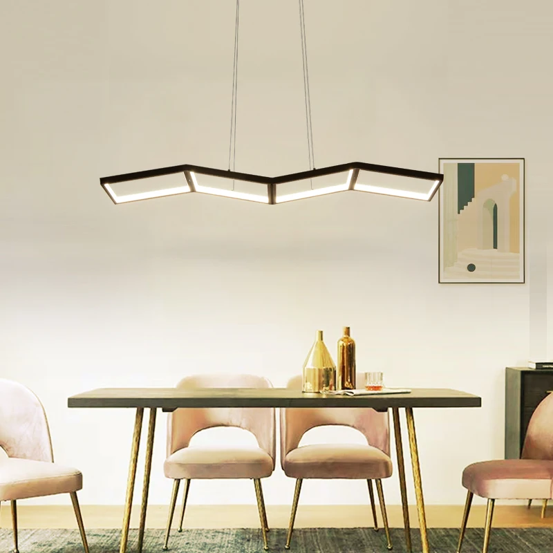 

Modern DIY Chandelier Lighting With Remote Controller Nordic Hanging Lamp For Office/Dinning Room Black/White Suspension