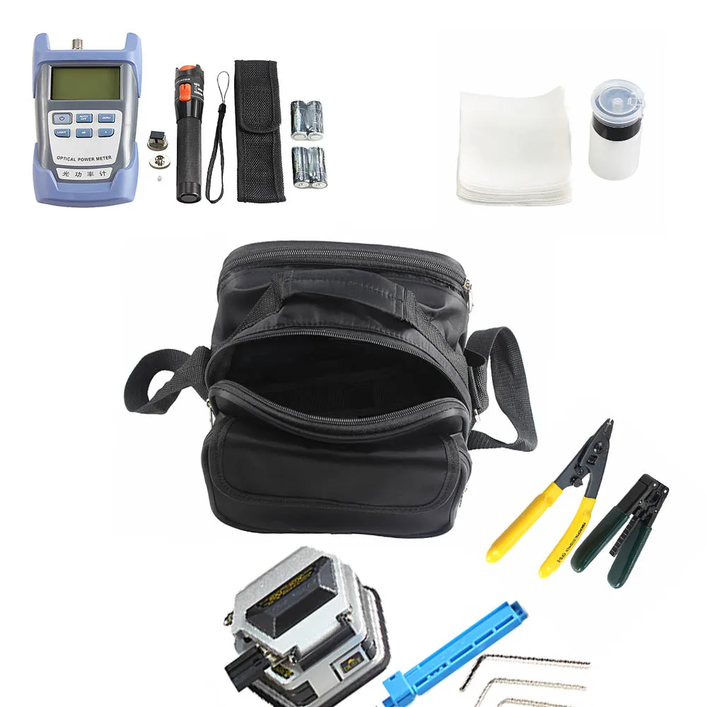 

07 types Fiber Optic fusion splicer Tool Kit with SKL-60C Fiber Cleaver Optical Power Meter 10km visual fault locator,Convenient