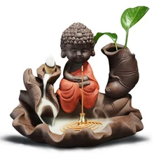 Lotus Wonderland Будда обратного потока ладан горелка кадильница для ароматерапии сандалового дерева ладан держатель зеленый завод ваза домашний декор