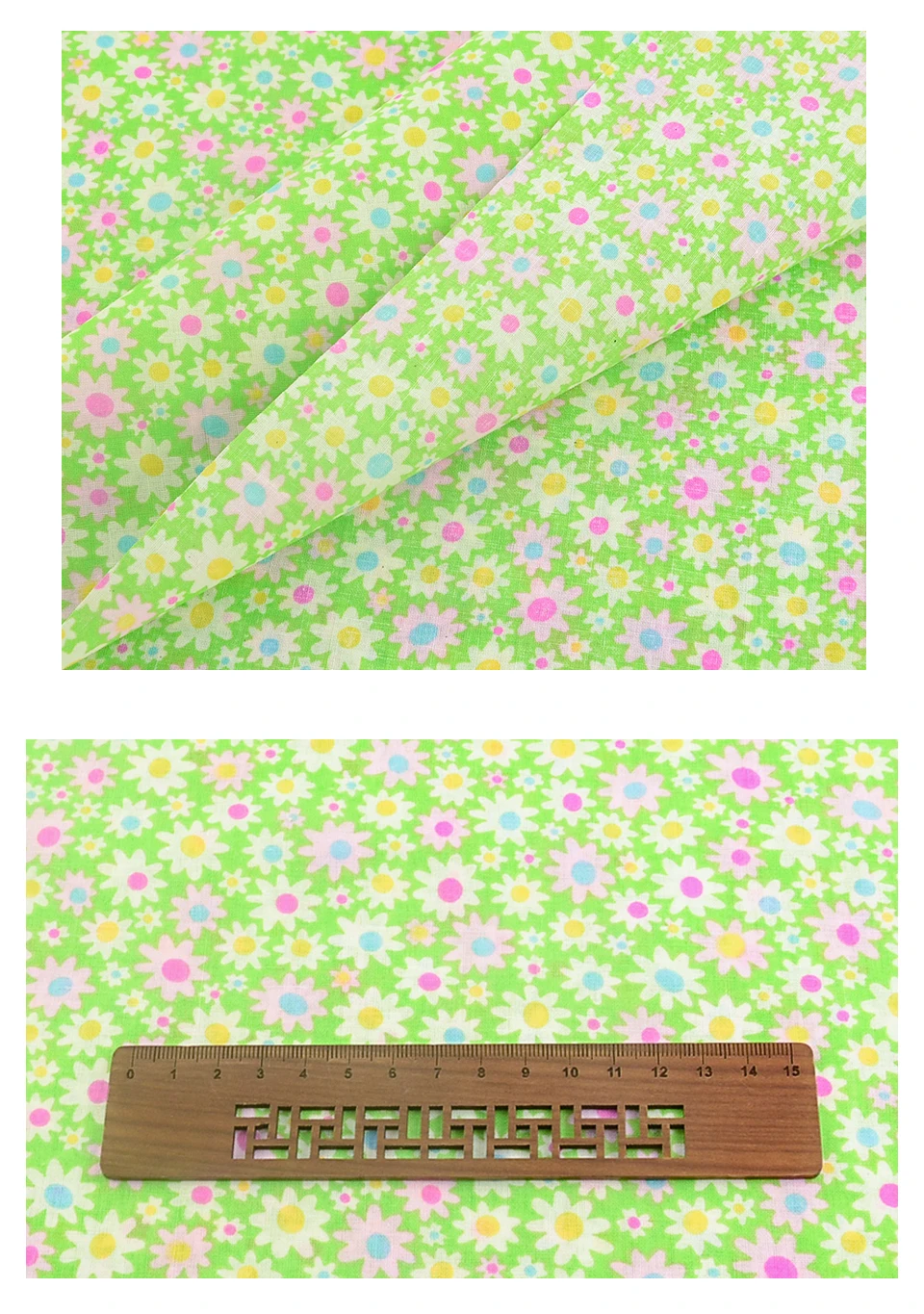 Teramila Grid Pattern Navy Blue Floral Plain Cotton Printed Patchwork Cloth Fabric for Art Sewing DIY Handmade Crafts Needlework