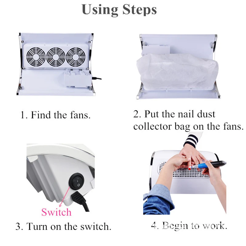 40 Вт Мощный пылеуловитель для ногтей Вентилятор искусство салон всасывания