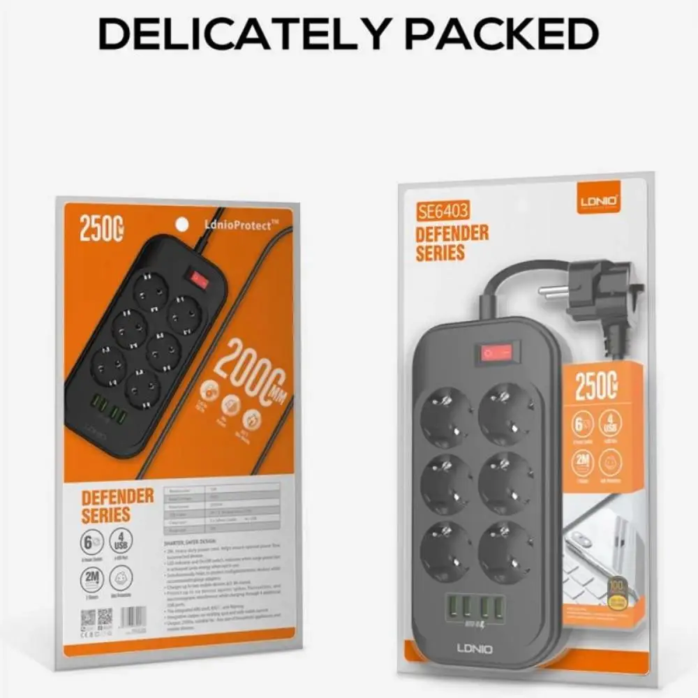 Tomada de Casa Protetor contra Surtos Tomada com 3.4a Soquetes Elétricos Inteligentes Plug Power Strip Extensão Múltipla 4 Porta Usb 6 ue - Image 6
