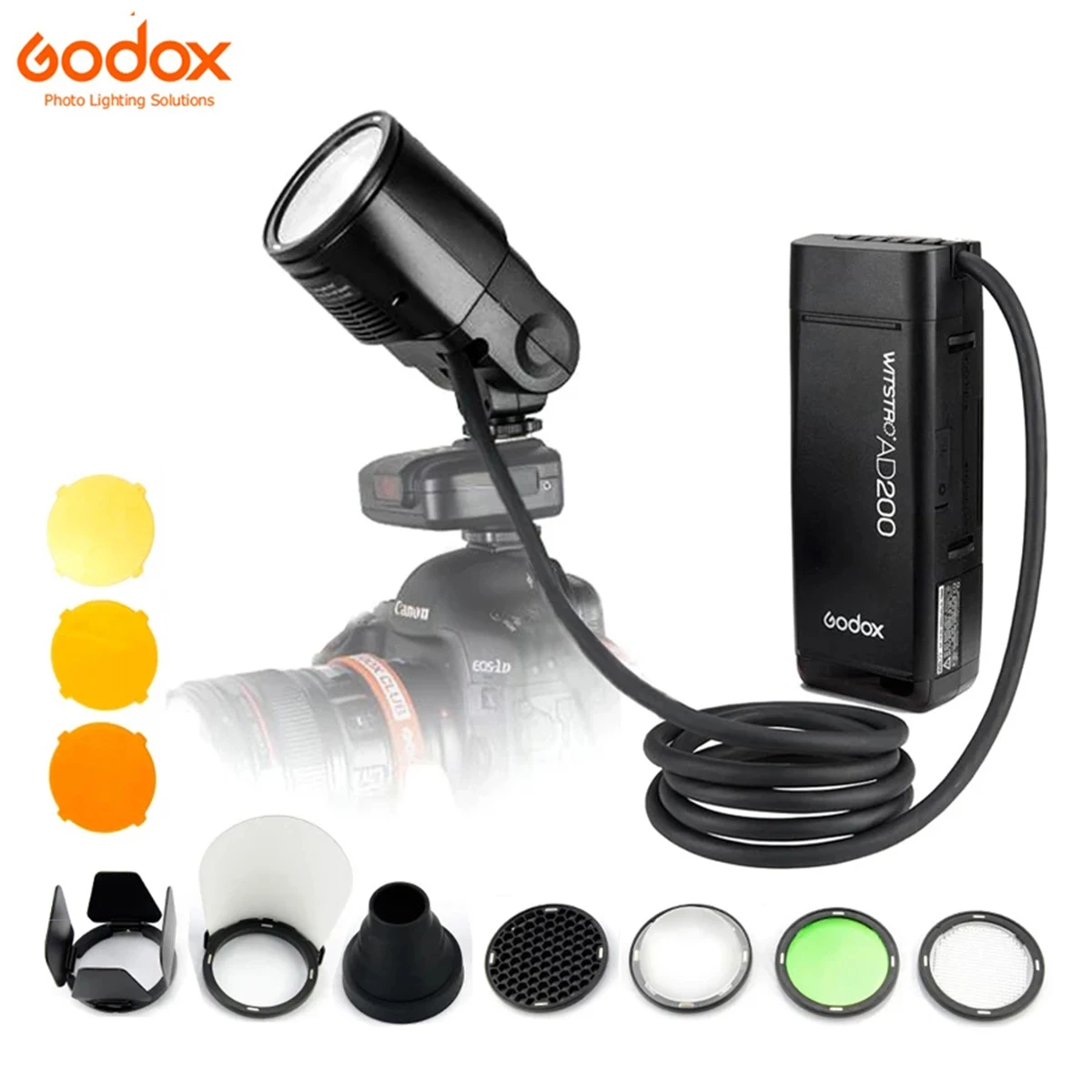 Карманная вспышка Godox AD200 2 4G TTL HSS + круглая головка вспышки H200R адаптер расширения