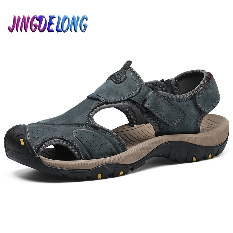 Summer Men's Sandals Genuine Leather Breathable Male Outdoor Men's Beach Sandals Handmade Roman Design Driving Men's Sneakers