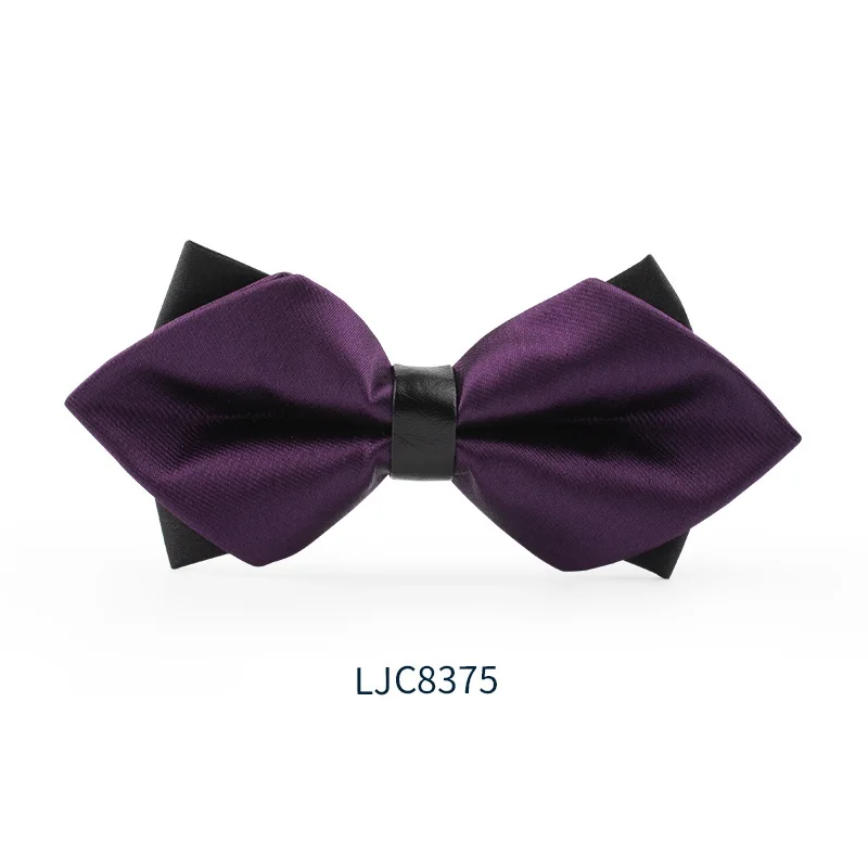 LJC8375 Новая мода Для мужчин с бантом Галстуки Для Свадьба двуспальный комплект однотонный Цвет Ткань Боути клуб с алмазами для торжеств галстук-бабочка с подарочной коробкой - Цвет: LJC8375