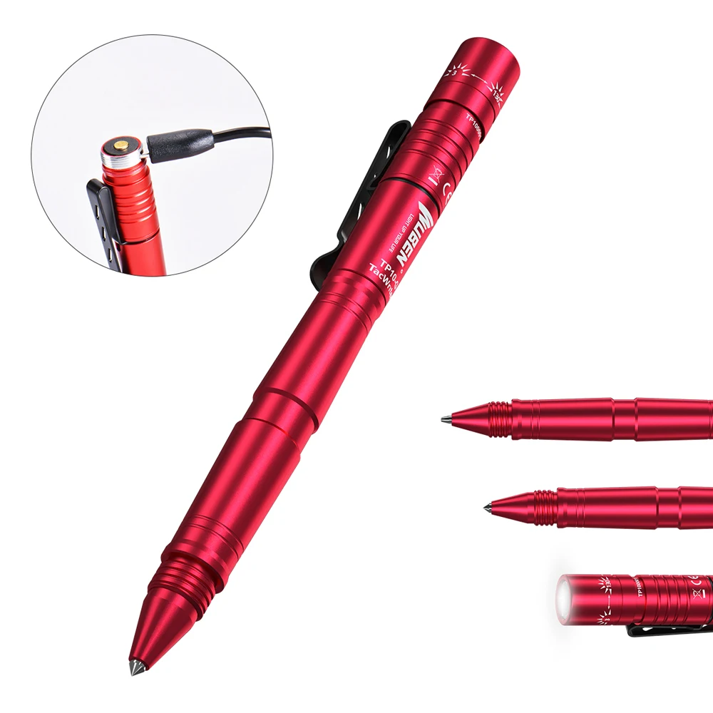 

Wuben Tactical Pen Flashlight Self-Defense Rechargeable LED Light mini Penlight Window Breaker Ballpoint Pen Survival Gear