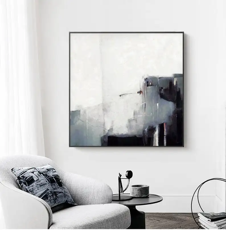 

Hand Painted Abstract Painting Large Canvas Painting Modern Art Minimalist Painting Black And White Large Wall Art Home Decor