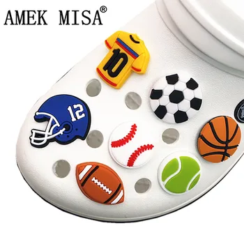 

1pc PVC Sports Style Shoe Decoration Basketball/Soccer/Tennis/Baseball/Football Model Shoe Charms Accessories for croc jibz Kids