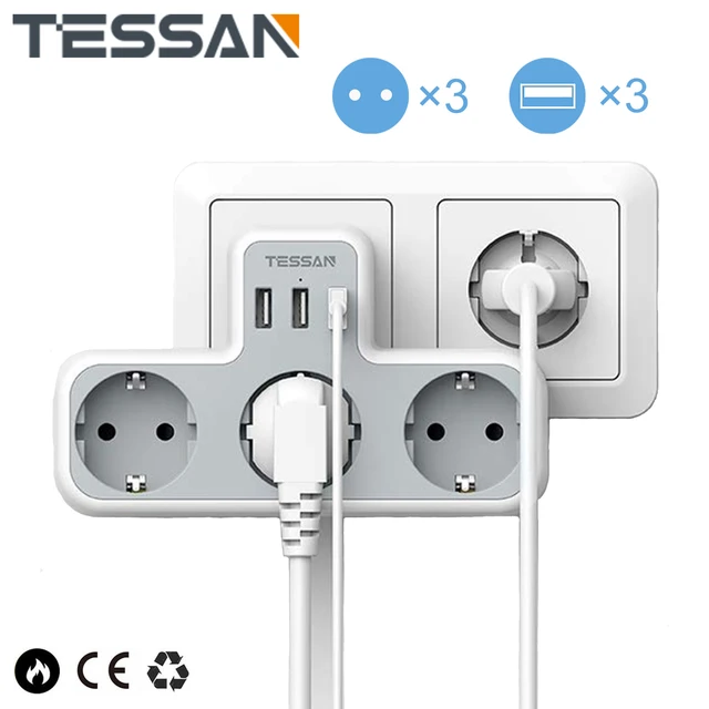 ▷ Chollo Ladrón Tessan con 4 enchufes planos y puertos 2 USB por sólo 8,99€  ¡Valoraciones altas!