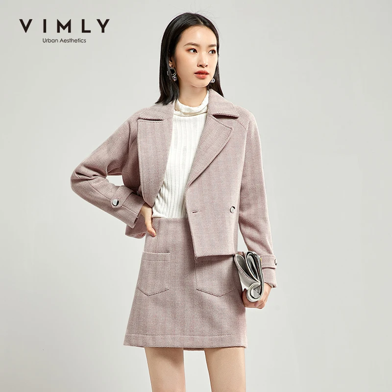 Vimly женский шерстяной комплект из двух предметов офисный элегантный двубортный