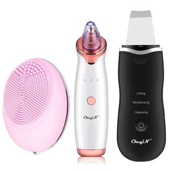 

Pore Vacuum Acne Blackhead Remover Beauty Skin Care Ultrasonic Skin Scrubber Deep Face Cleaning Electric Silicone Facial Brush