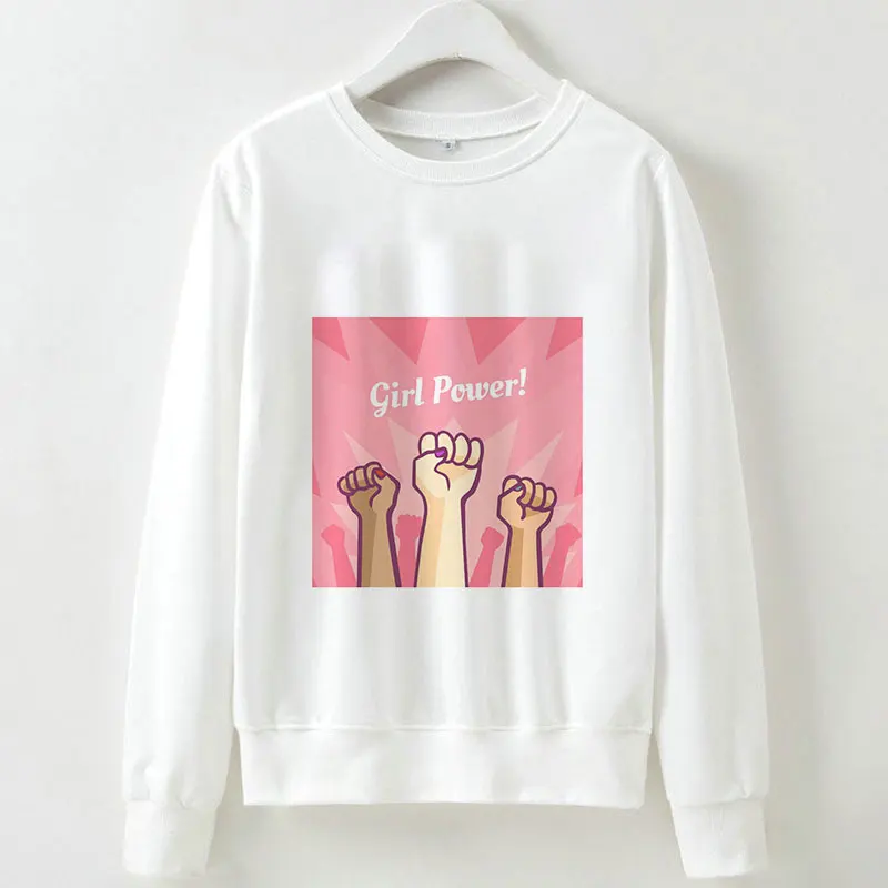 Толстовки, толстовка, Осень-зима, GRL PWR Girl power Feminism, 90 s, с длинными рукавами, Kpop Vogue, Harajuku, мультяшный принт, пуловеры для женщин