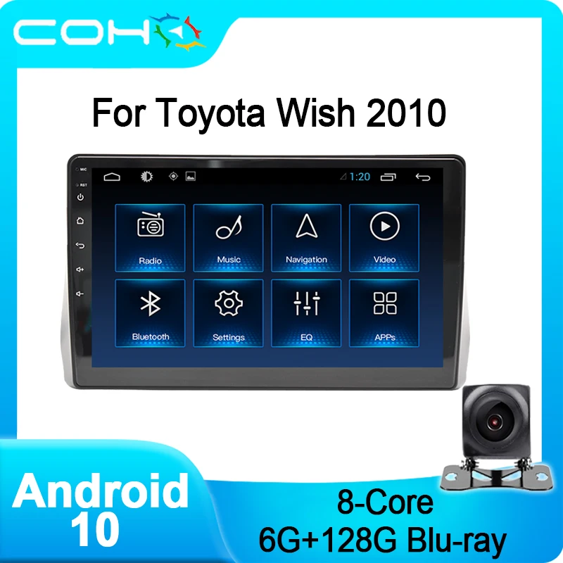 Автомобильный радиоприемник COHO для Toyota Wish 2010 мультимедийный проигрыватель стерео Android 10 0 8 ядерный 6 +