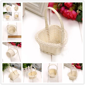 

1Pcs Hand-woven Storage Baskets Mini Plastic Weaving Storage Baskets Fabric Flower Basket Fruit Rattan Cosmetics Tea Picnic Bag