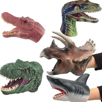 

Dinosaur Hand Puppet Soft Vinyl Rubber Animal Head Hand Puppet Figure Toys Gloves For Children Model Gift Dinosaur Puppets