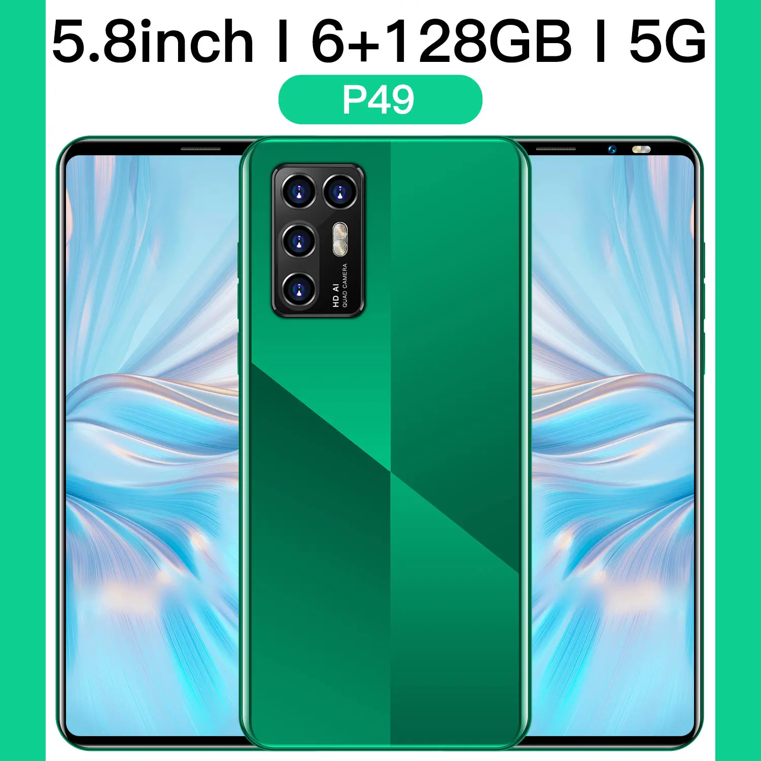 Смартфон горячая Распродажа P49 экран 5 8 дюйма ядер 4500 мАч 5G 2021 18 + 21 МП 6 128 ГБ Android 10