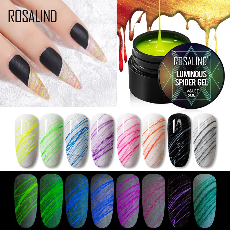 

ROSALIND 5ML Spider Gel Polish Luminous Nail Art Design Semi Permanent All For Manicure Paint Gel Hybrid Varnishes Nail Polish