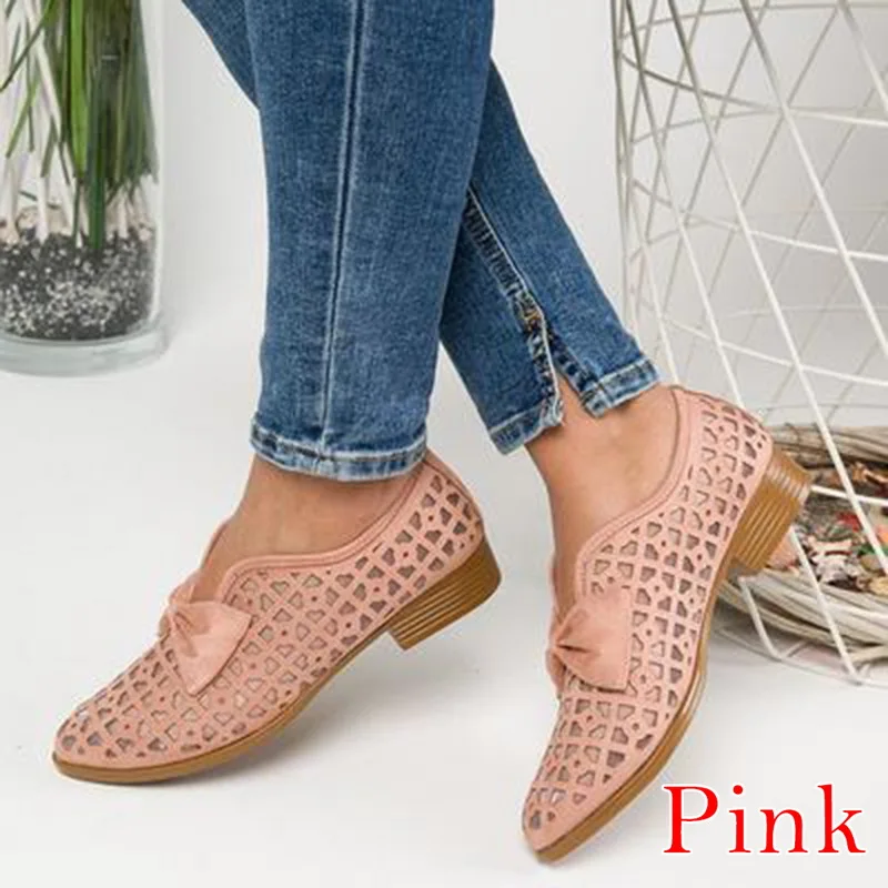 pink Г., летние туфли удобные пляжные сандалии с вырезами женская обувь на плоской подошве с острым носком без застежки, обувь для дождливой погоды, цветная обувь на плоской подошве с бантом - Цвет: pink