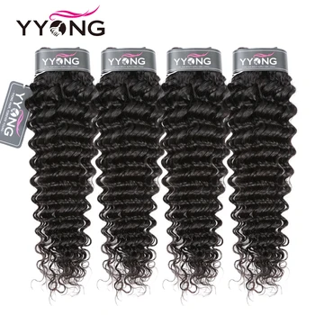 

Yyong Peruvian Deep Wave Hair Bundles 3 Or 4 Bundle Deal 100% Human Hair Weave Bundle Deep Wave 8-30Inch Remy Hair Extension