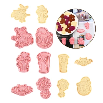 6Pcs/set Halloween Cookie Cutters Mold Plastic Bakery Mold Cake Decorating Tools Baking Accessories Bakeware Party Decoration