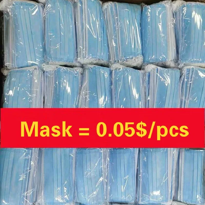 50/100/200/500/1000pcs 3Layer Mask Blue Disposable Nonwoven Face Mouth Breathable Protective Hygiene Safe | Красота и здоровье
