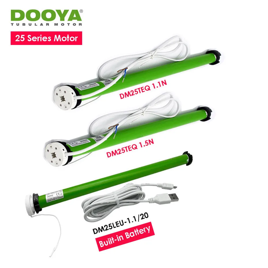 

Dooya DM25TEQ 1.1N/1.5N,DM25LEU 1.1N with built-in battery for Rolling/Roman Curtain/Sun Blinds/38mm tube,rf433 remote control