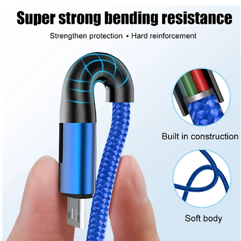 Светодиодный кабель Micro USB для быстрой зарядки samsung J5 A5 A7 Xiaomi LG, кабель USB Microusb для зарядки и передачи данных на базе Android