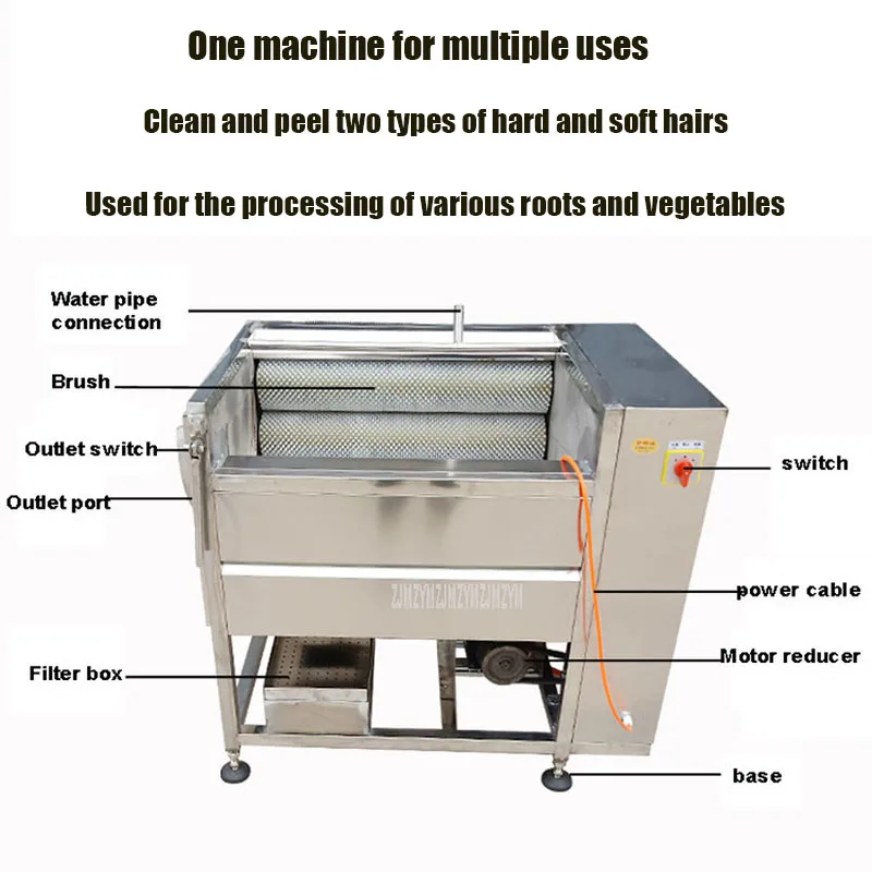 Description Picture 5 of itemFactory Price Fruit Vegetable Brush Washing Equipment Cassava Cleaning Ginger Washer Industrial Potato Peeling Machine