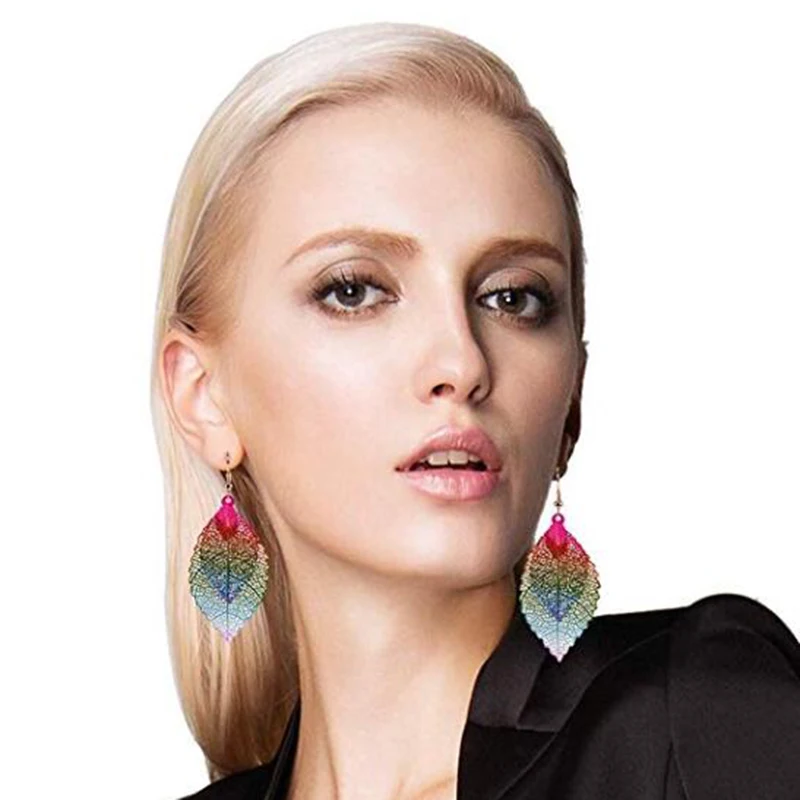 Colorful Leaf Drop Dangle Earrings for women Boho Long Vintage Hollow Earings Fashion Jewelry Pendientes Moda Para Las Mujeres dangle earrings drop earrings long earrings pendant earrings