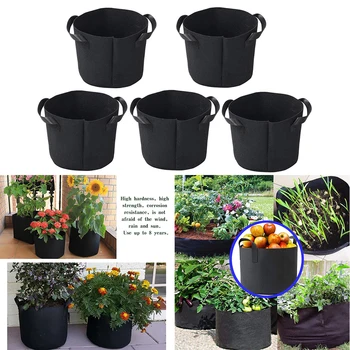 

5pcs 5/7/10 Gallon Felt Plant Growing Bags Vegetable Flower Potato Pot Container Garden Planting Basket Farm Home Mushroom Seed