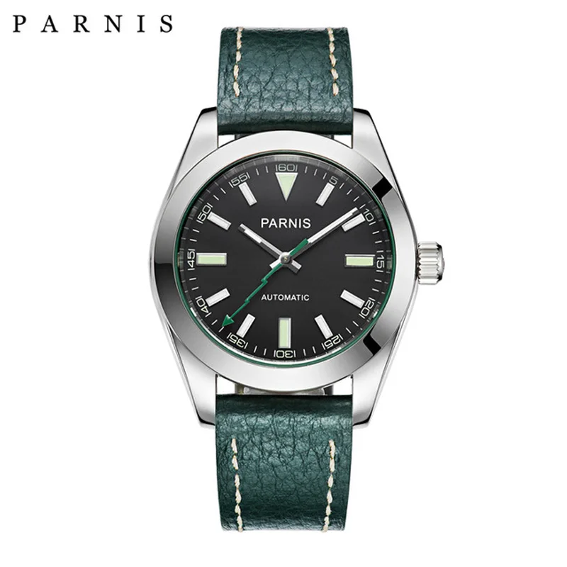 Parnis 40 мм Miyota часы Мужские механические сапфировое стекло повседневные кожаные светящиеся водонепроницаемые мужские автоматические часы