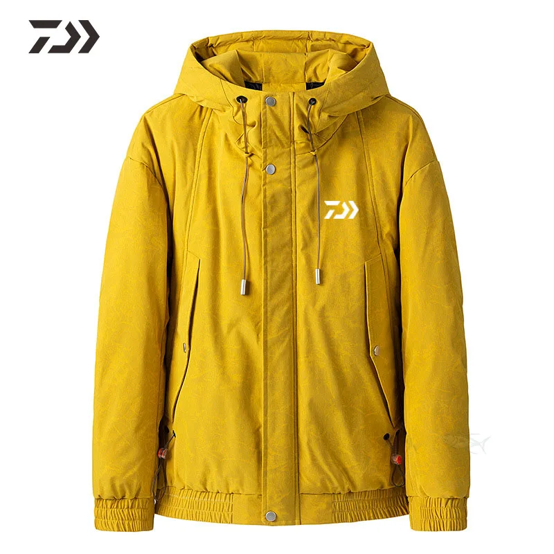 Верхняя одежда Daiwa, одежда для рыбалки, зимнее хлопковое пальто, теплая Толстая мужская зимняя куртка, однотонная спортивная куртка с большим карманом для рыбалки