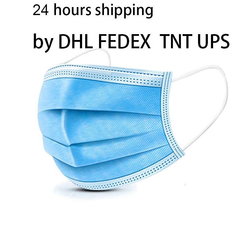 

24h Sending by DHL UPS FEDEX TNT EMS 1000pcs Disposable Non-woven Bacterial Filter Anti-Dust Anti-bacterial Face Mouth Mask