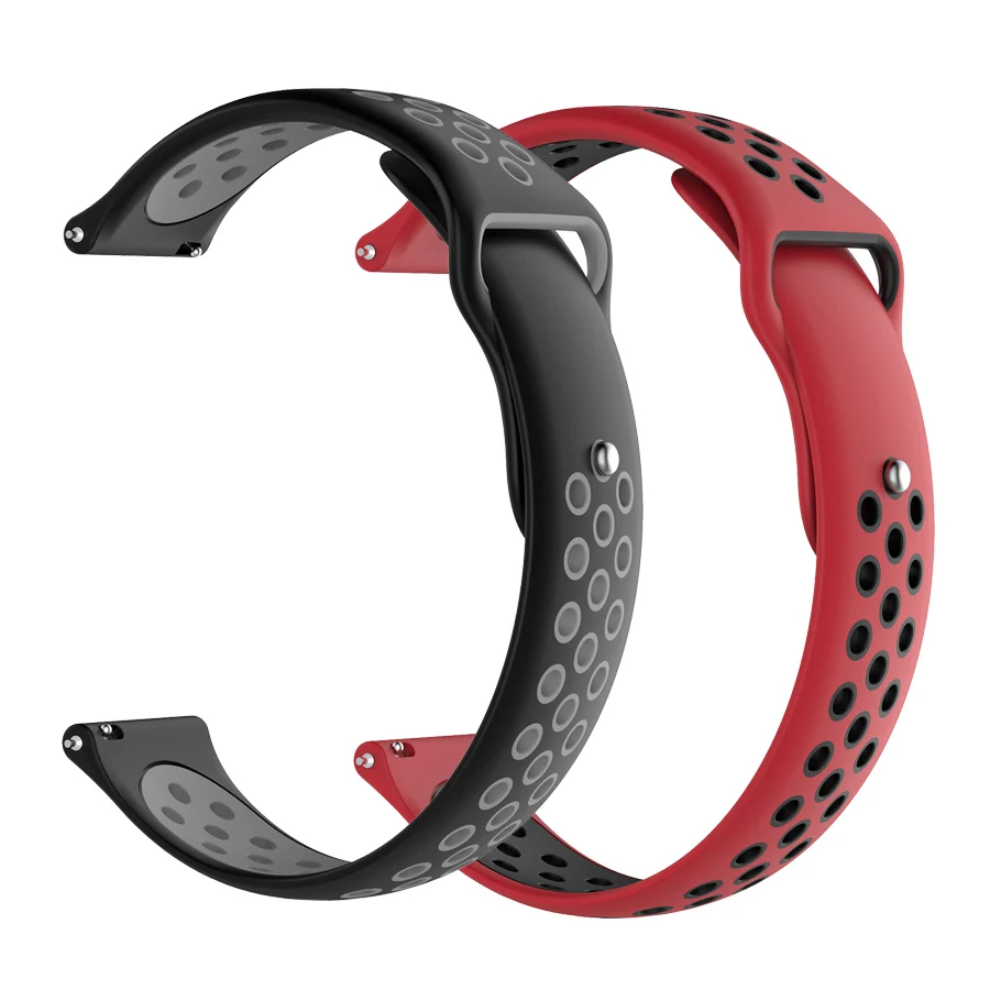 blackgrey-redblack 2 шт./упак. силиконовые ремешки для часов Ремешок для Huami Amazfit Bip наручный ремешок для часов для amazfit pace stratos 2s GTS GTR 42/47 мм браслет - Цвет: blackgrey-redblack